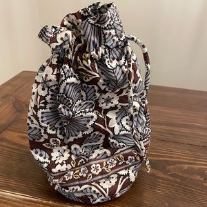 Vera Bradley Metropolitan Slate Blooms Drawstring Cosmetic Bag